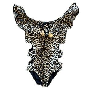 Leopard Print Ruffle One-Piece Swimsuit